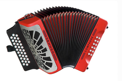 Hohner Compadre E/A/D 3-Row Diatonic Accordion - Red w/ Gig Bag