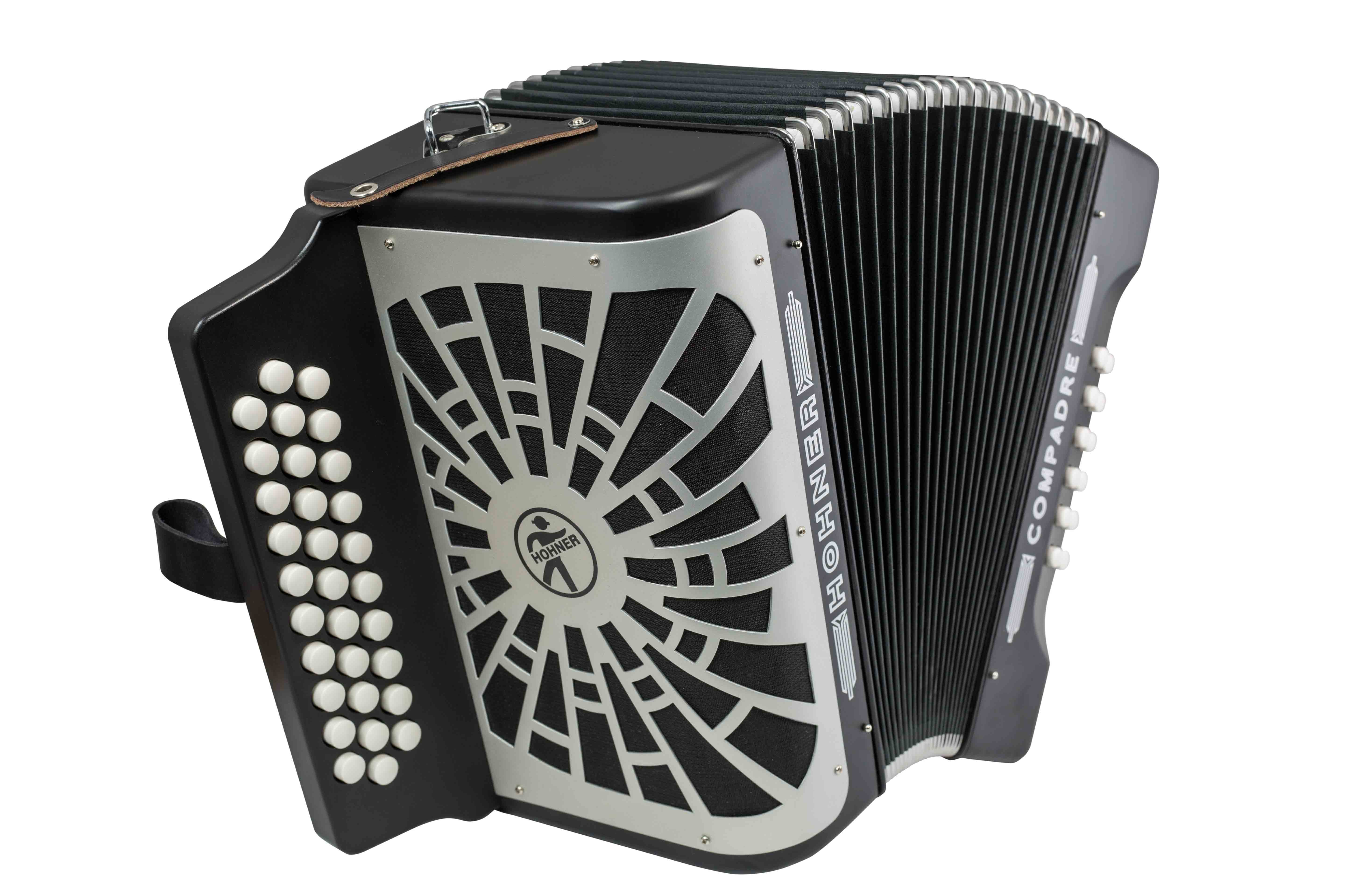 Hohner Compadre FBbEb 3-Row Diatonic Accordion - Black w/ Gig Bag