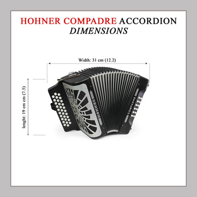 Hohner Compadre FBbEb 3-Row Diatonic Accordion - Black w/ Gig Bag