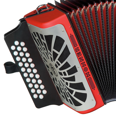 Hohner Compadre FBbEb 3-Row Diatonic Accordion - Red w/ Hard Case