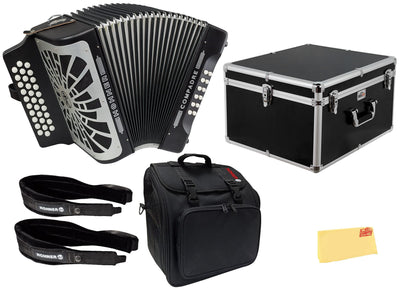 Hohner Compadre GCF 3-Row Diatonic Accordion - Black w/ Hard Case