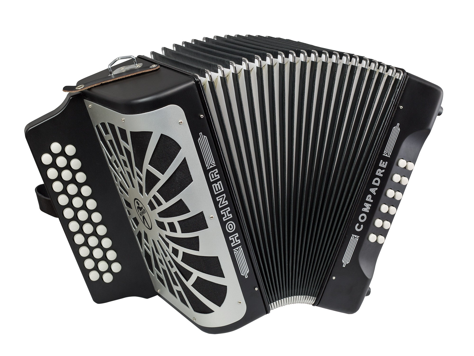Hohner Compadre GCF 3-Row Diatonic Accordion - Black w/ Hard Case