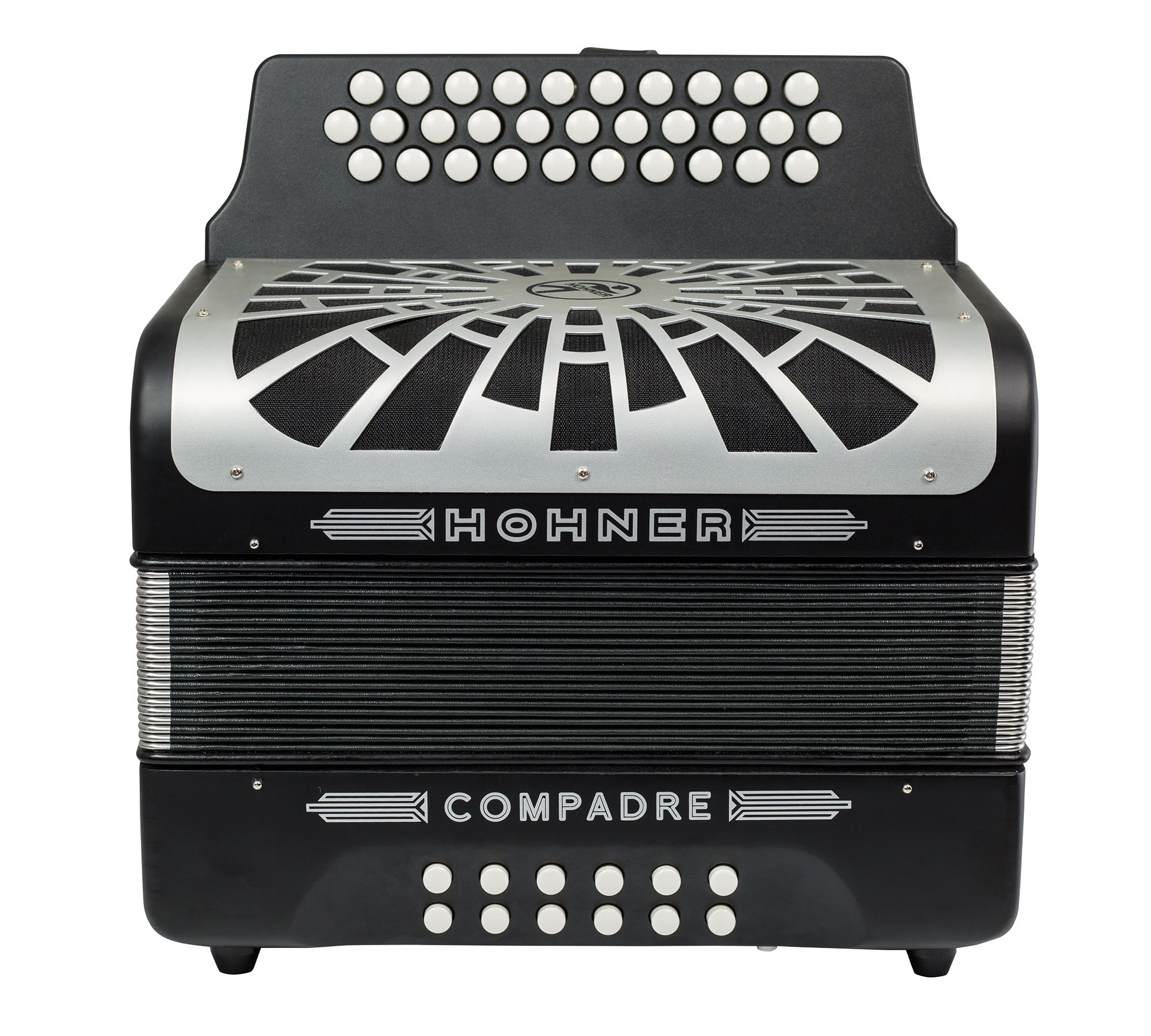 Hohner Compadre GCF 3-Row Diatonic Accordion - Black w/ Hard Case