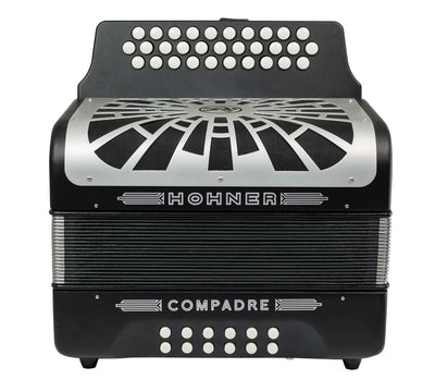 Hohner Compadre GCF 3-Row Diatonic Accordion - Black w/ Hard Case