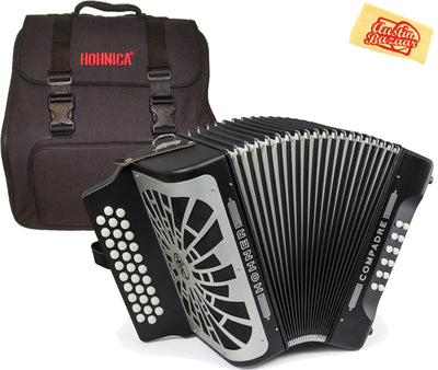 Hohner Compadre GCF 3-Row Diatonic Accordion - Black w/ Gig Bag