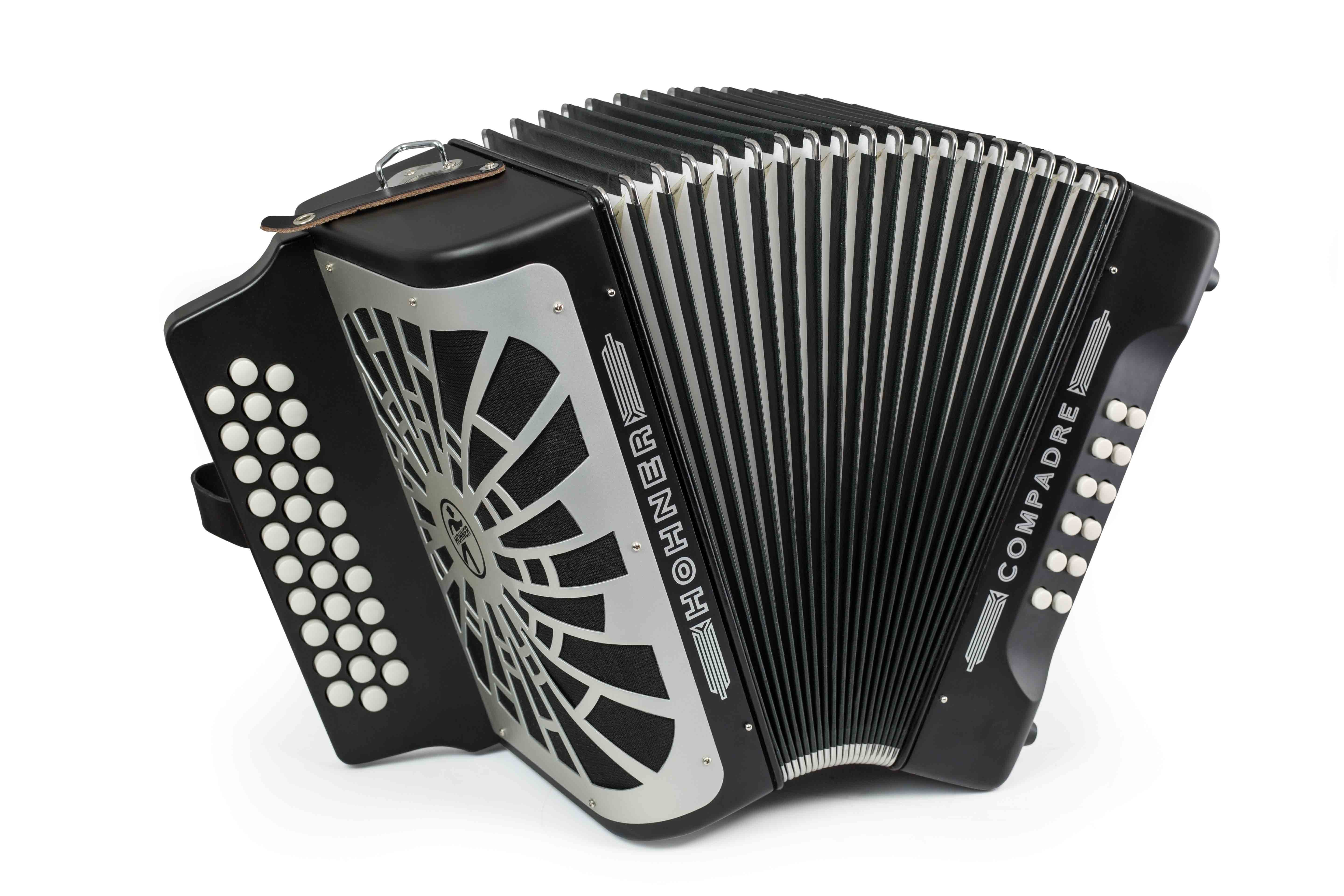 Hohner Compadre GCF 3-Row Diatonic Accordion - Black w/ Gig Bag