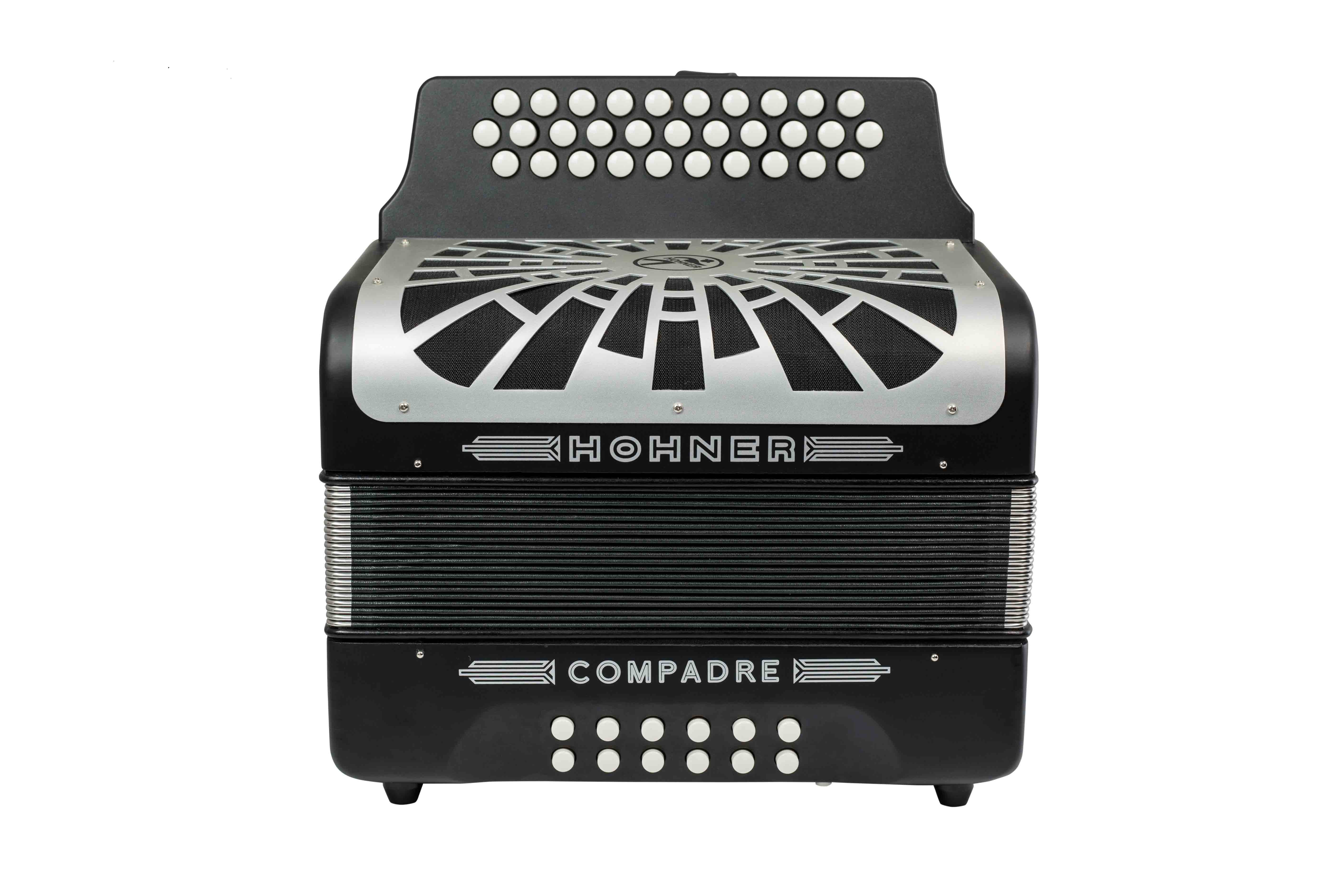 Hohner Compadre GCF 3-Row Diatonic Accordion - Black w/ Gig Bag