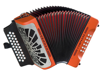 Hohner Compadre GCF 3-Row Diatonic Accordion - Orange w/ Hard Case