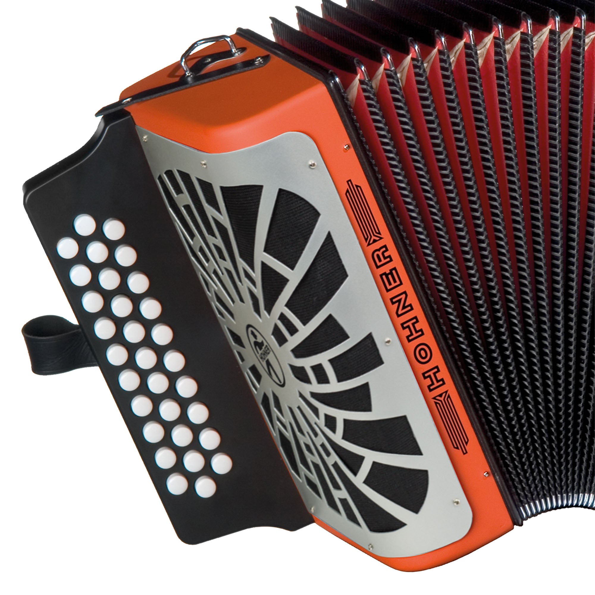 Hohner Compadre GCF 3-Row Diatonic Accordion - Orange w/ Hard Case