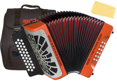 Hohner Compadre GCF 3-Row Diatonic Accordion - Orange w/ Gig Bag