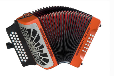 Hohner Compadre GCF 3-Row Diatonic Accordion - Orange w/ Gig Bag