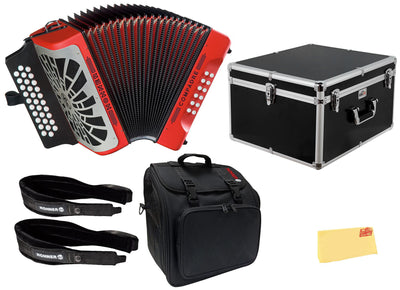 Hohner Compadre GCF 3-Row Diatonic Accordion - Red w/ Hard Case