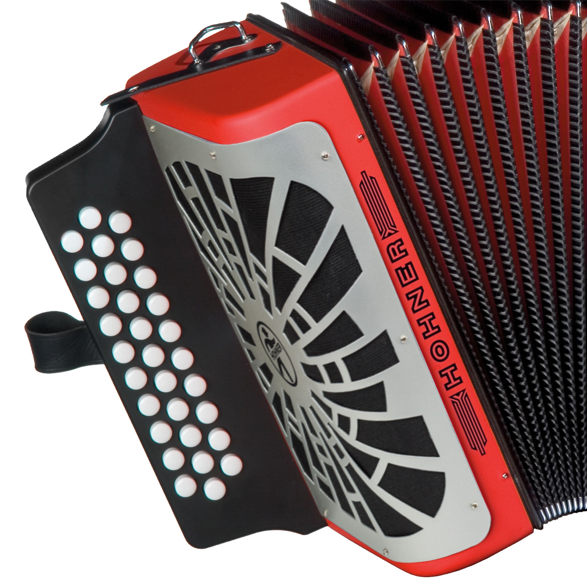 Hohner Compadre GCF 3-Row Diatonic Accordion - Red w/ Hard Case