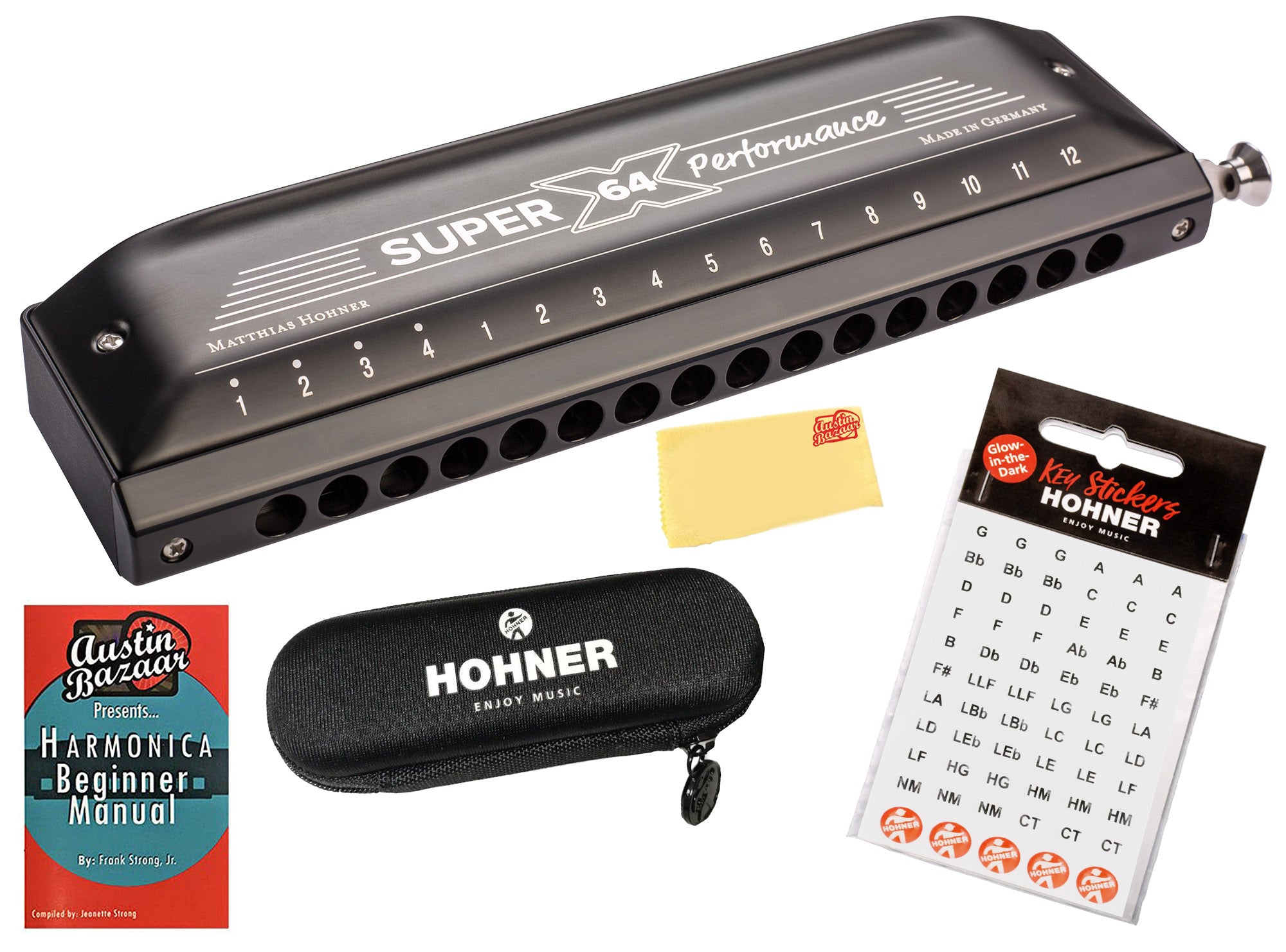 Hohner Super 64X Harmonica - Key of C w/ Key Stickers