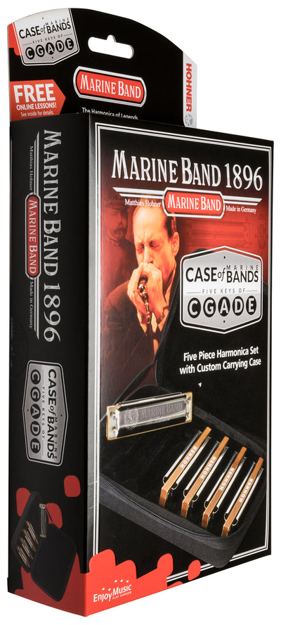 Hohner Marine Band Harmonica - 5 Pack with Case