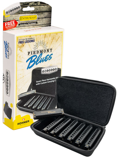 Hohner Piedmont Blues Harmonica 7 Pack - Keys of G, A, Bb, C, D, E, F