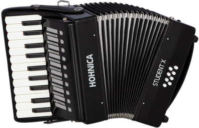 Hohner Hohnica Student X 30-Key 8 Bass Piano Accordion - Black w/ Adjustable Stand