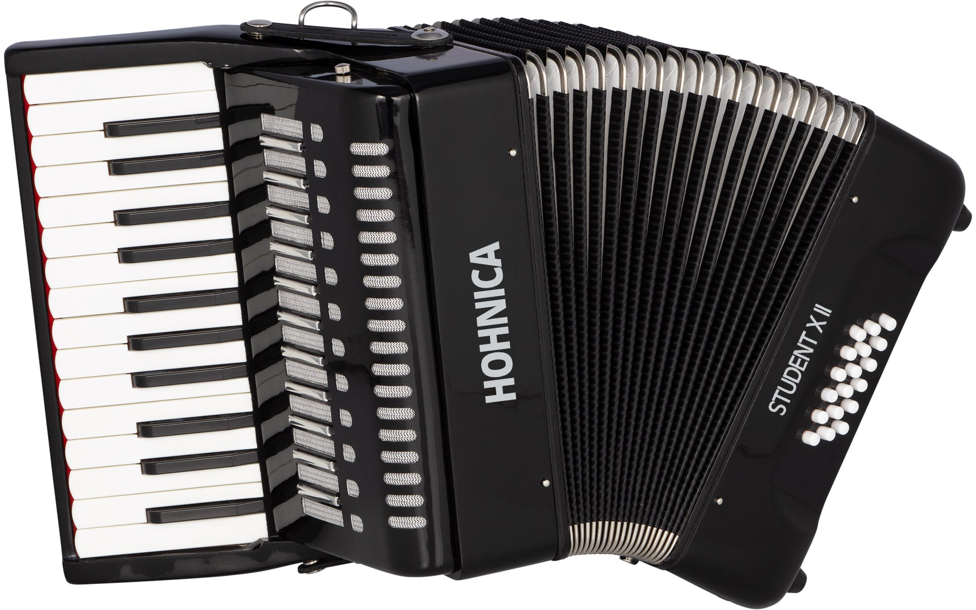 Hohner Hohnica Student XII 44-Key 18 Bass Piano Accordion - Black w/ Adjustable Stand
