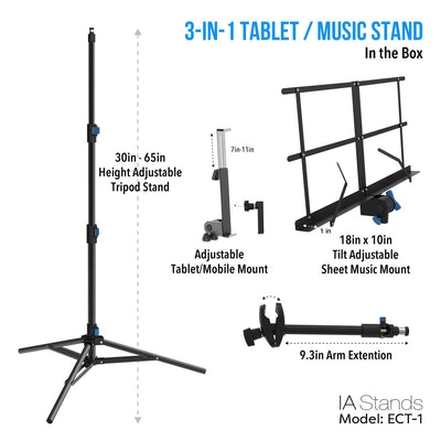 IA Stands ECT1 Folding Music Stand for Sheet Music
