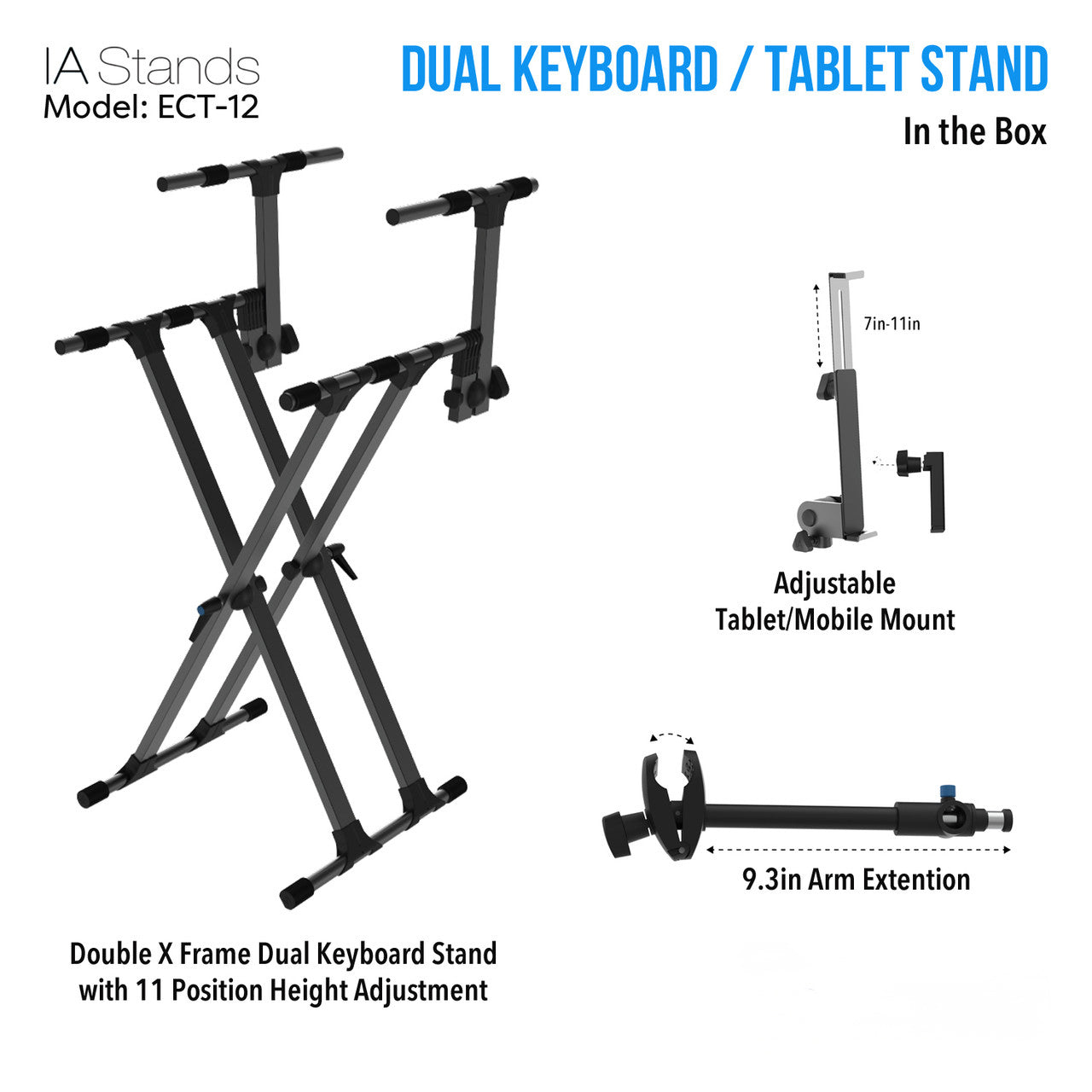 IA Stands ECT12 Two-Tier Double Keyboard Stand