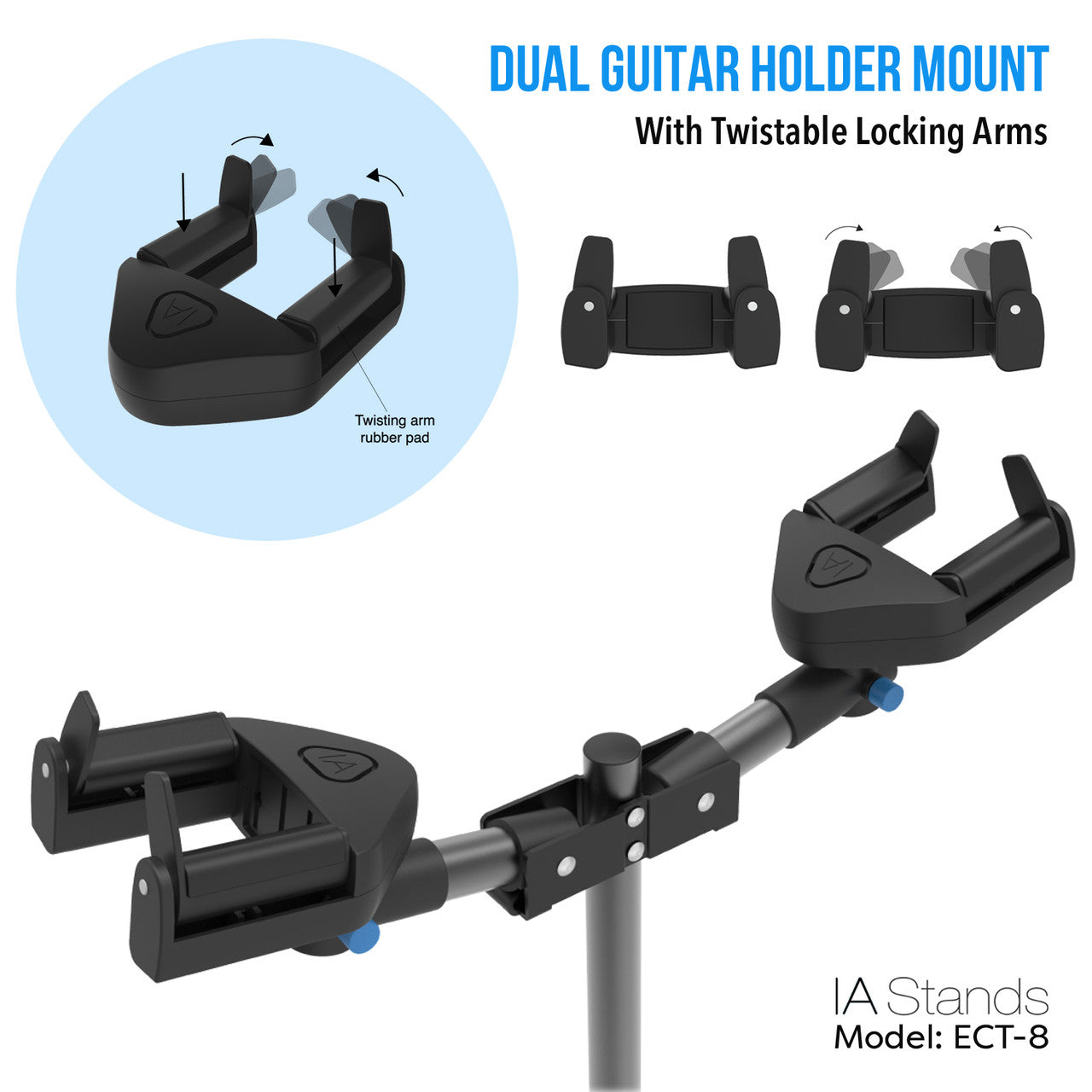 IA Stands ECT8 Double Guitar Stand with Sheet Music Stand Holder