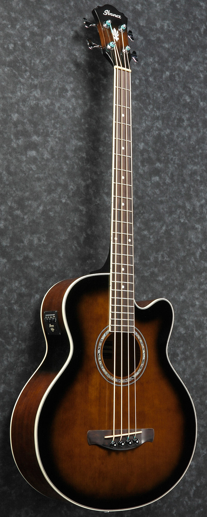 Ibanez AEB10E Acoustic-Electric Bass Guitar - Dark Violin Sunburst w/ Gig Bag