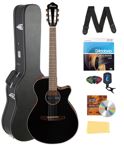 Ibanez AEG50N AEG Nylon String Acoustic-Electric Guitar - Black High Gloss Top w/ Case