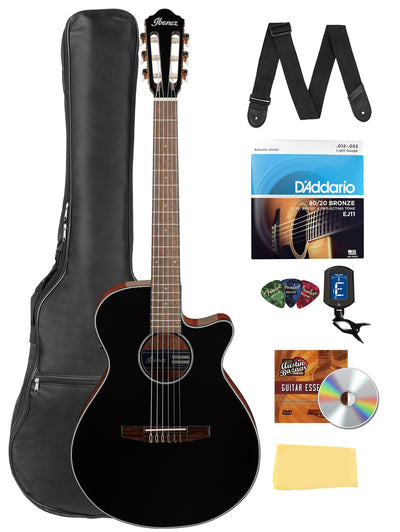 Ibanez AEG50N AEG Nylon String Acoustic-Electric Guitar - Black High Gloss Top w/ Gig Bag