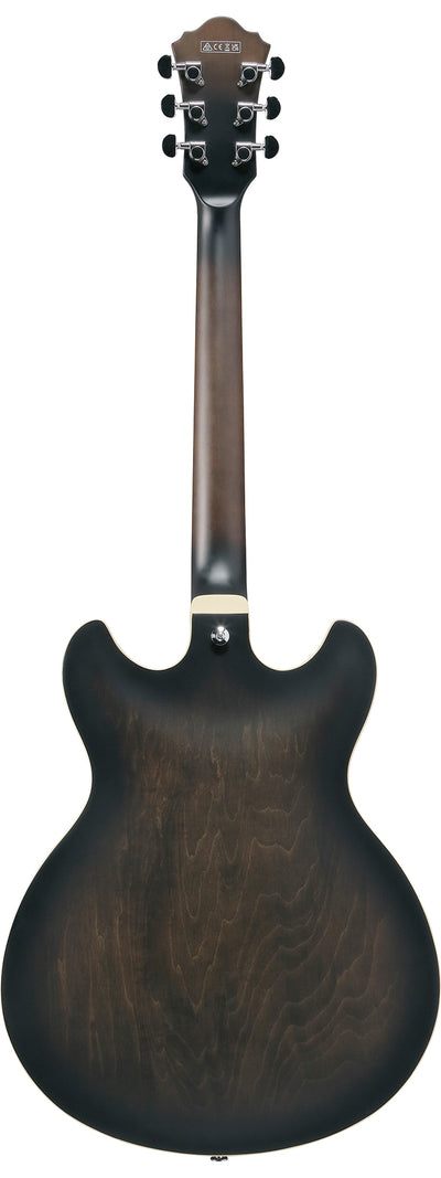 Ibanez AS53 AS Artcore Hollow Body Electric Guitar - Transparent Black Flat w/ Amplifier