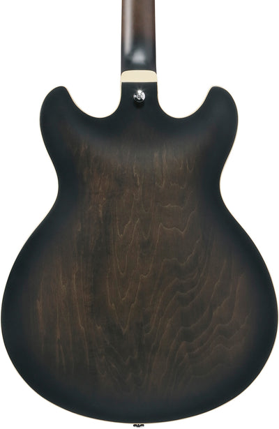 Ibanez AS53 AS Artcore Hollow Body Electric Guitar - Transparent Black Flat w/ Amplifier