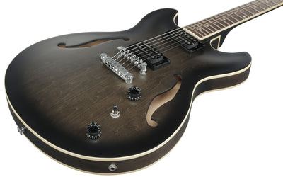 Ibanez AS53 AS Artcore Hollow Body Electric Guitar - Transparent Black Flat w/ Gig Bag
