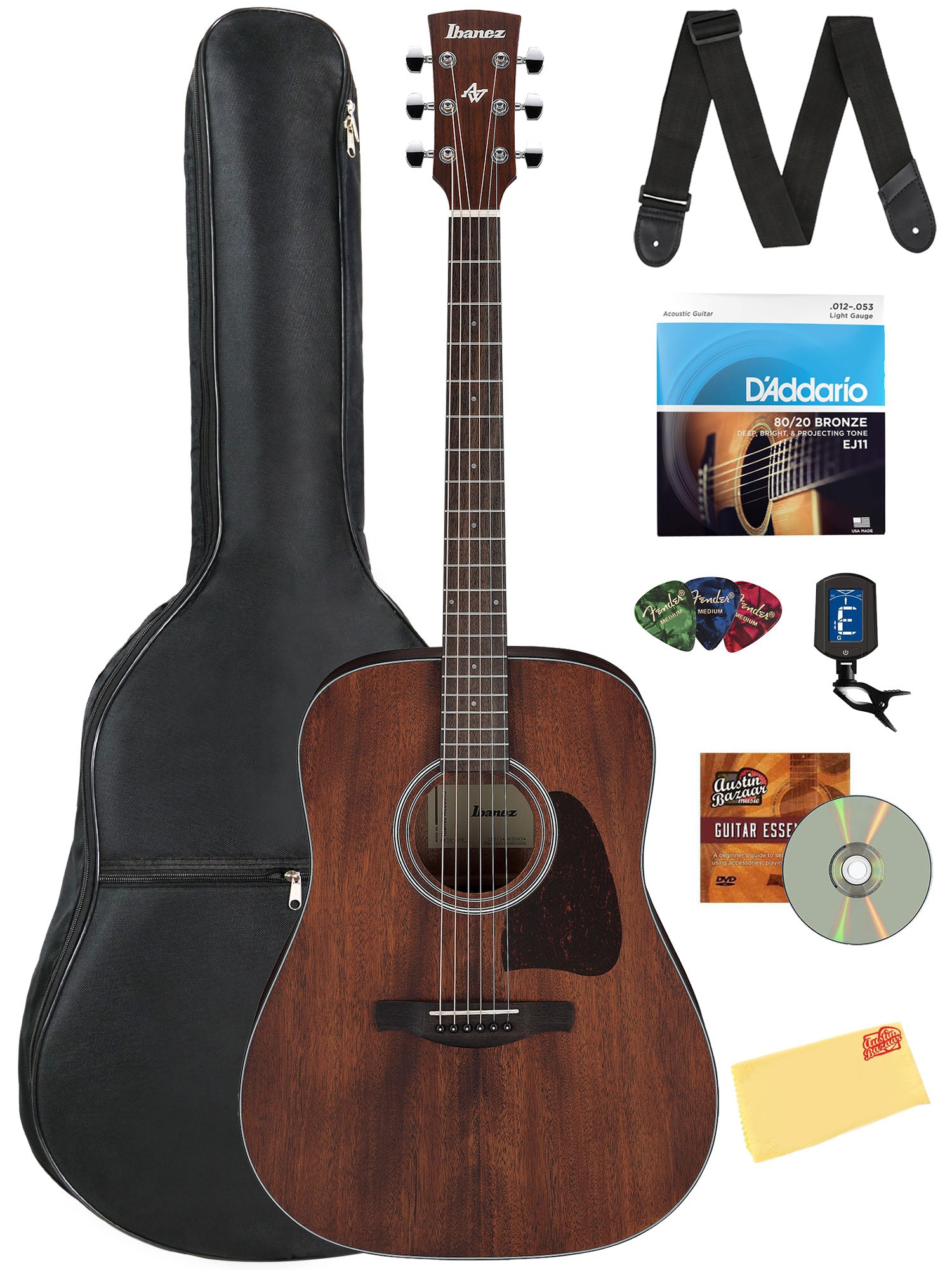 Ibanez AW54 Artwood Acoustic Guitar - Open Pore Natural w/ Gig Bag