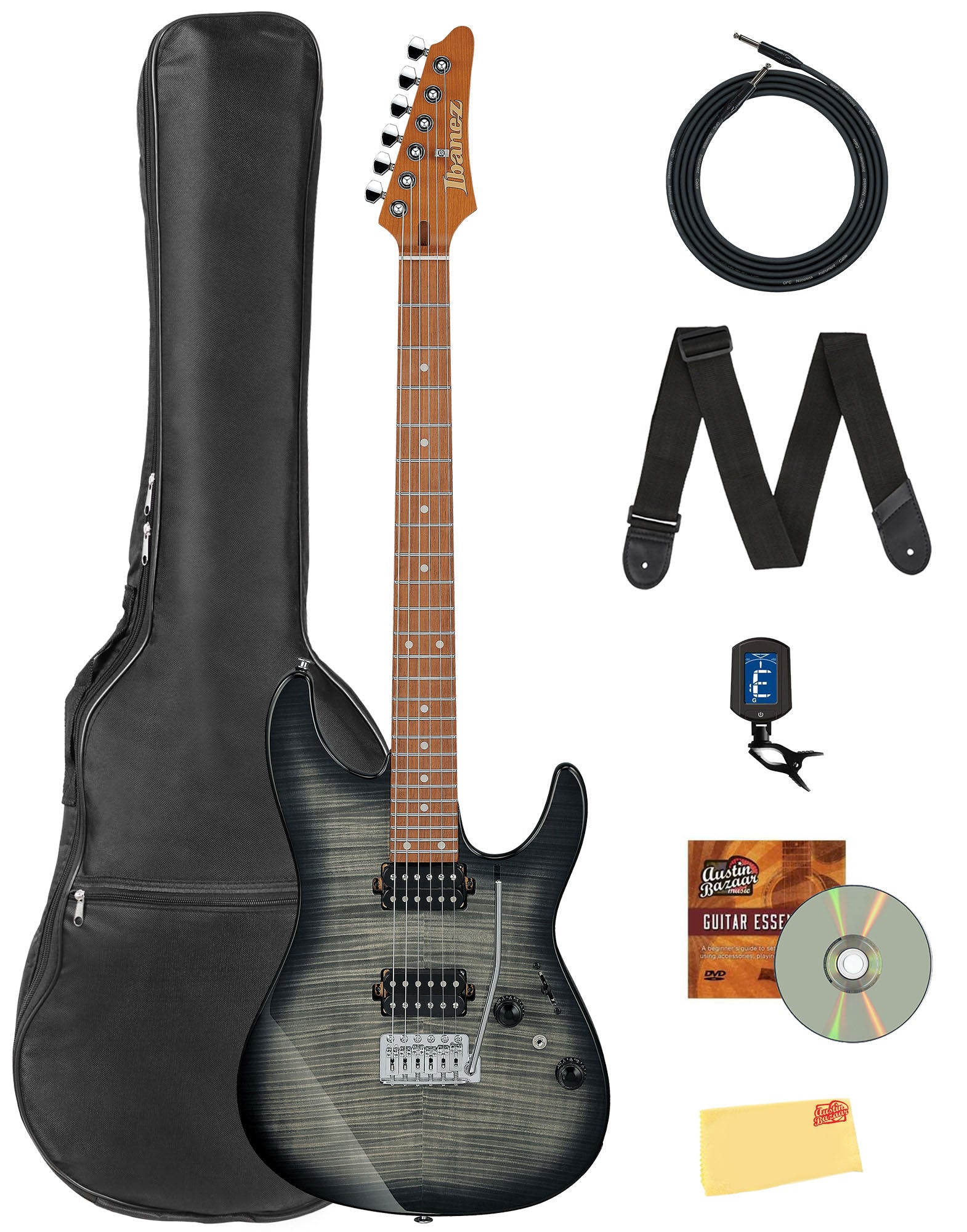 Ibanez AZ22S1F AZ Standard Electric Guitar - Transparent Black Sunburst w/ Gig Bag