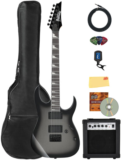 Ibanez GRG121DX RG Gio Electric Guitar - Metallic Gray Sunburst w/ Amplifier