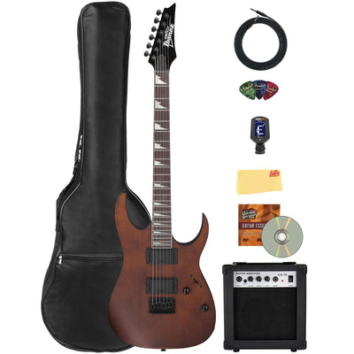 Ibanez GRG121DX RG Gio Electric Guitar - Walnut Flat w/ Amplifier