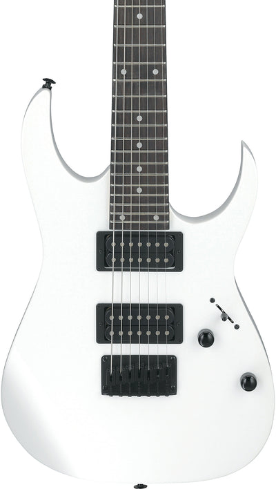Ibanez GRG7221 RG Gio 7-String Electric Guitar - White w/ Amplifier