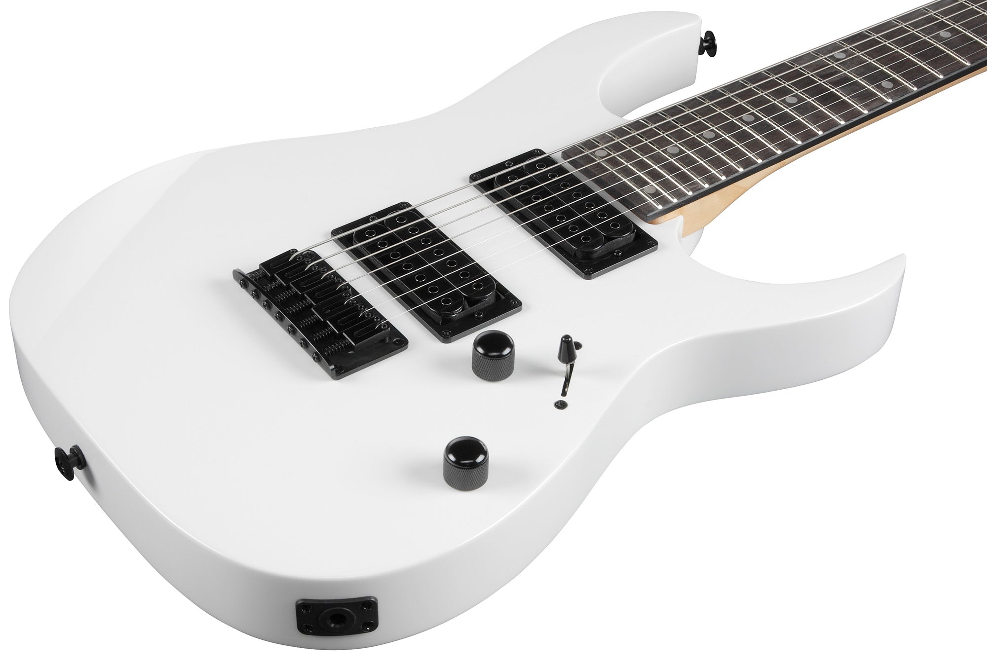 Ibanez GRG7221 RG Gio 7-String Electric Guitar - White w/ Amplifier