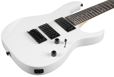 Ibanez GRG7221 RG Gio 7-String Electric Guitar - White w/ Amplifier
