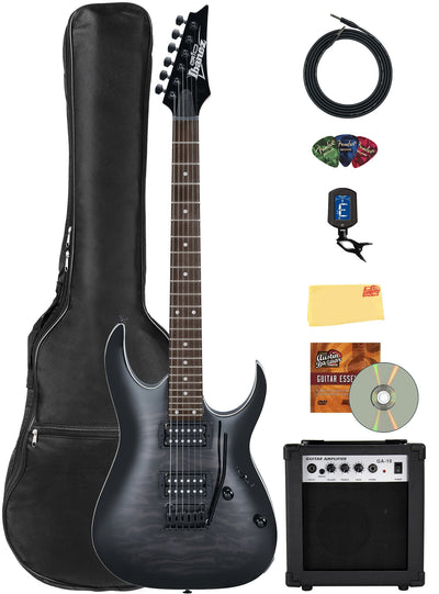 Ibanez GRGA120QA RGA Gio Electric Guitar - Transparent Black Sunburst w/ Amplifier
