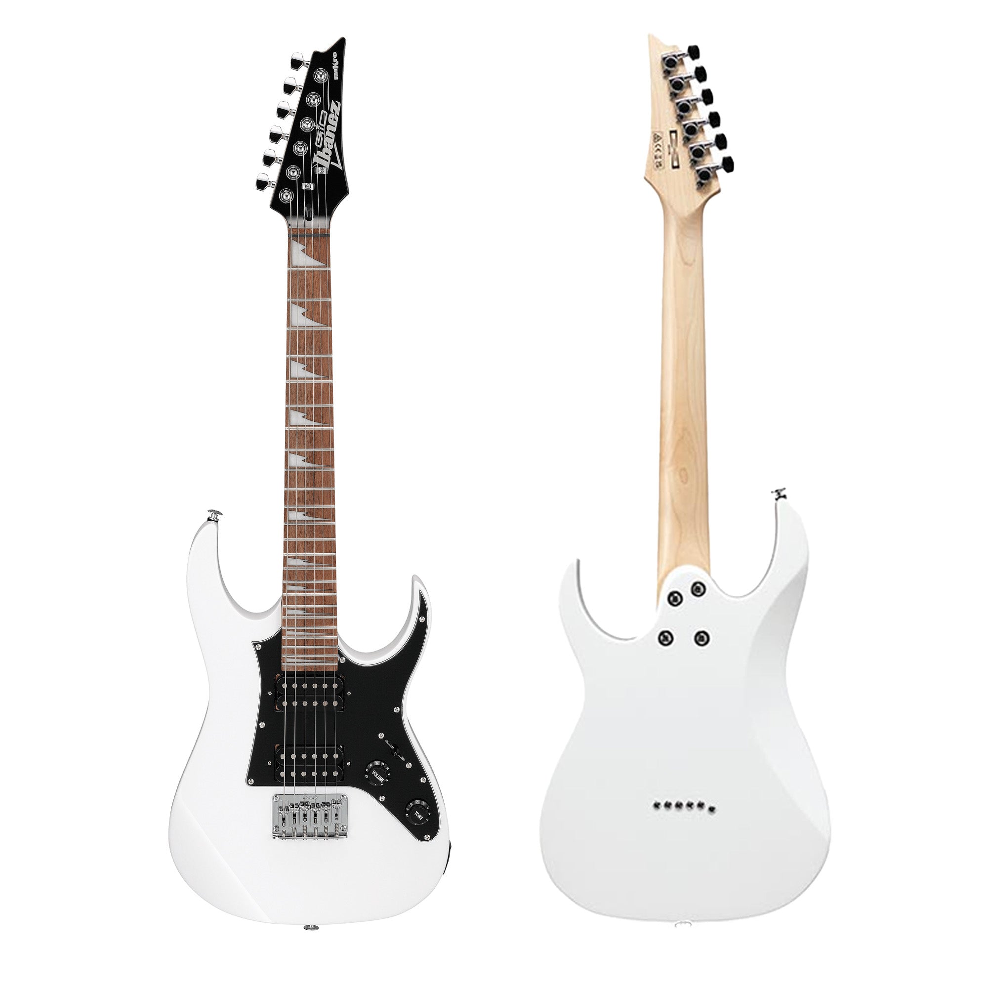 Ibanez GRGM21 RG Gio miKro Short-Scale Electric Guitar - White w/ Amplifier