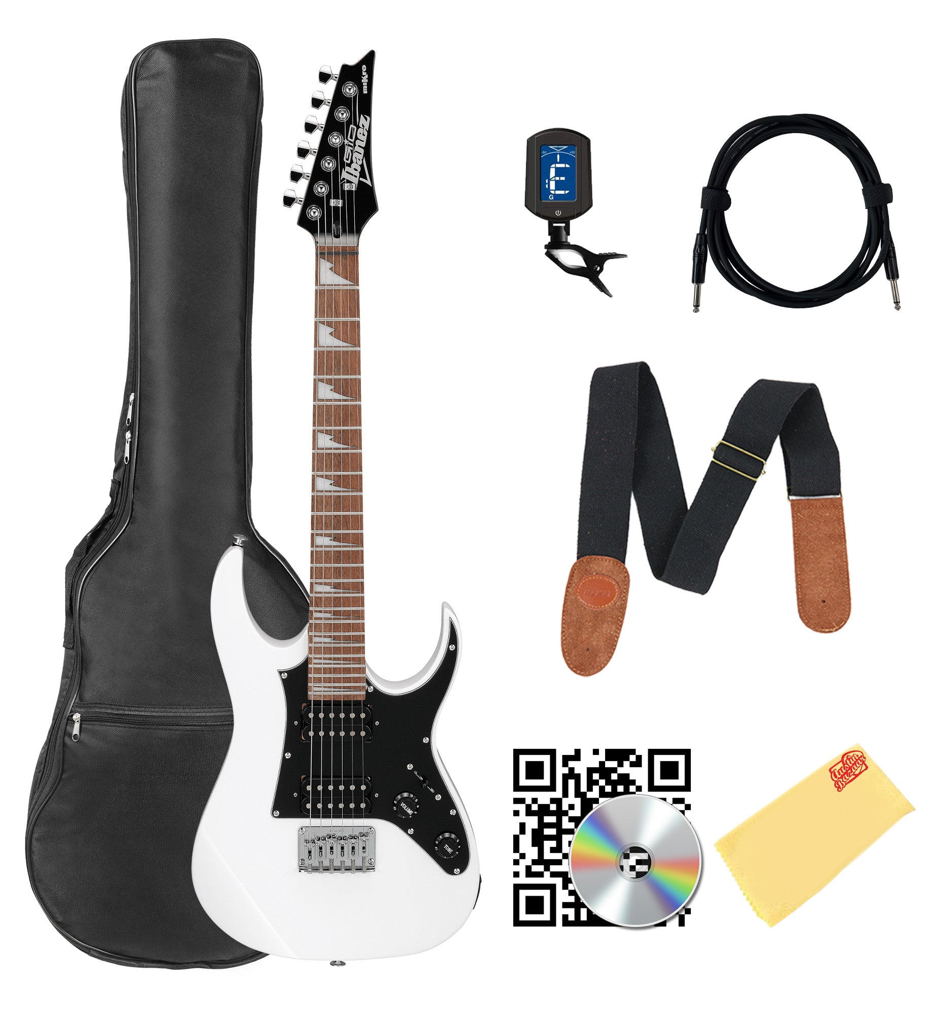 Ibanez GRGM21 RG Gio miKro Short-Scale Electric Guitar - White w/ Gig Bag
