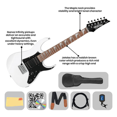 Ibanez GRGM21 RG Gio miKro Short-Scale Electric Guitar - White w/ Gig Bag