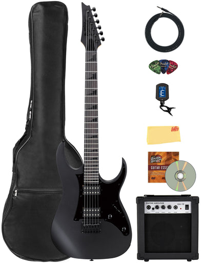 Ibanez GRGR131EX RG Gio Electric Guitar - Black Flat w/ Amplifier