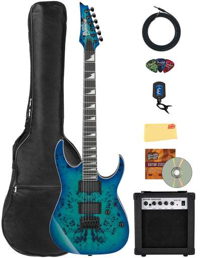 Ibanez GRGR221PA RG Gio Electric Guitar - Aqua Burst w/ Amplifier
