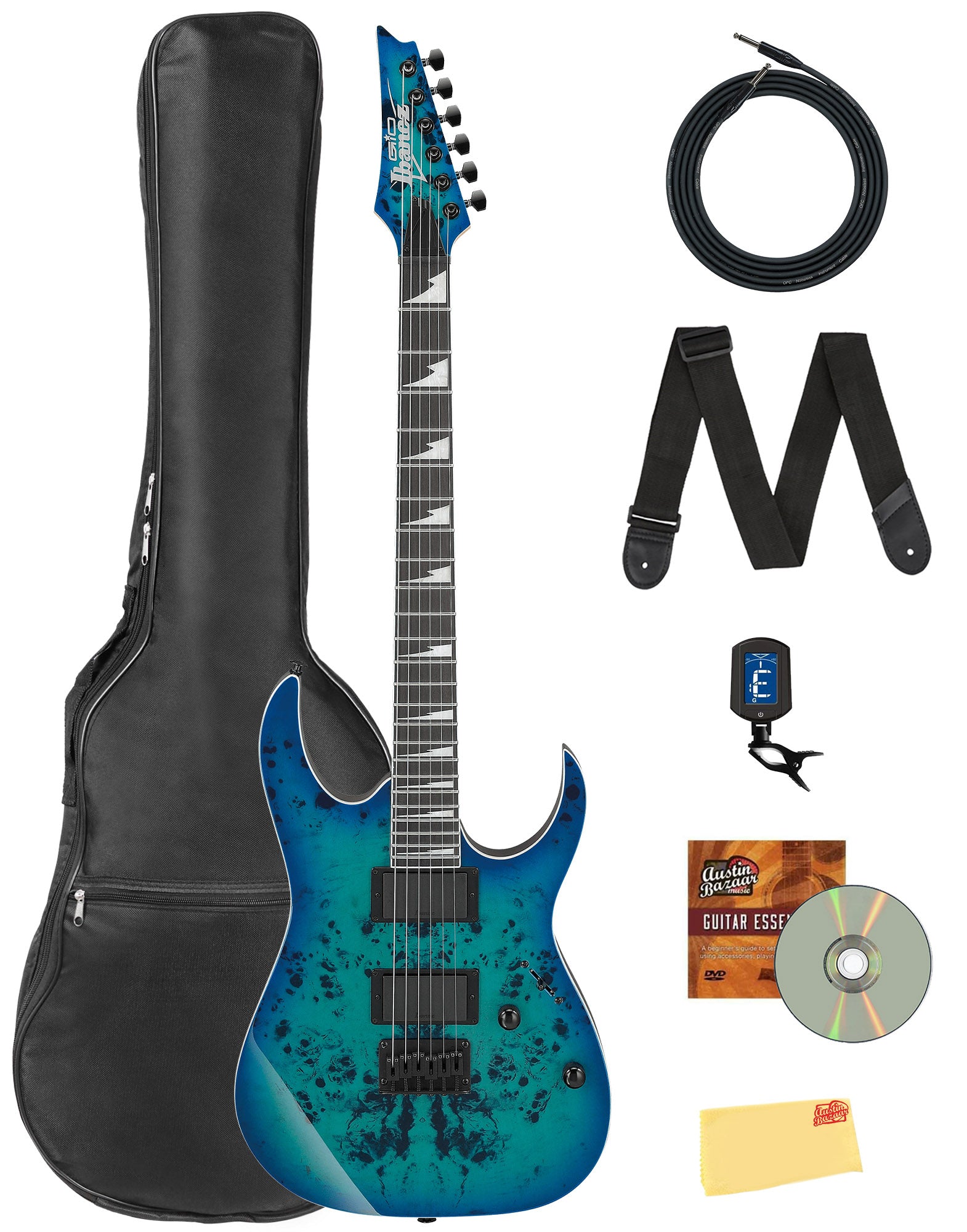 Ibanez GRGR221PA RG Gio Electric Guitar - Aqua Burst w/ Gig Bag