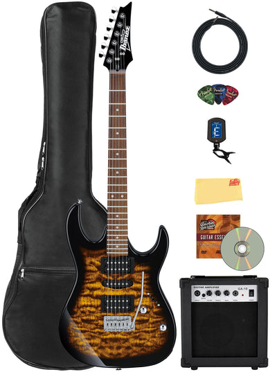 Ibanez GRX70QA RG Gio Electric Guitar - Sunburst w/ Amplifier