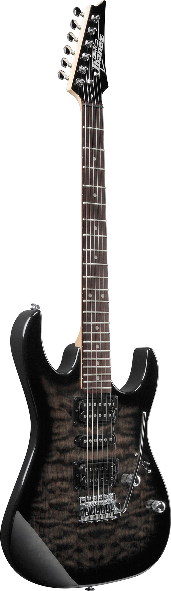 Ibanez GRX70QA RG Gio Electric Guitar - Transparent Black Sunburst w/ Gig Bag