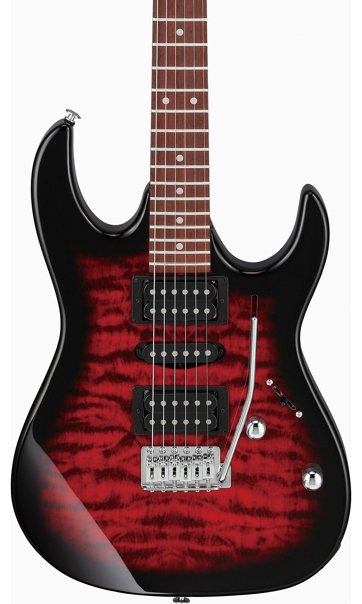 Ibanez GRX70QA RG Gio Electric Guitar - Transparent Red Burst w/ Amplifier