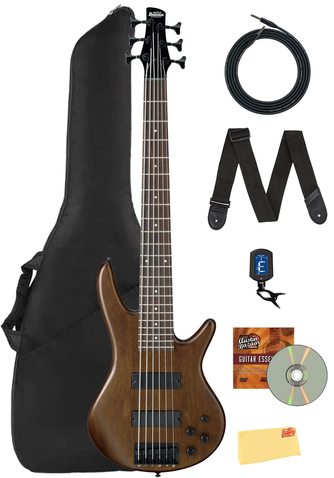 Ibanez GSR206B SR Gio 6-String Bass Guitar - Walnut Flat w/ Gig Bag