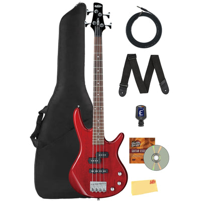 Ibanez GSRM20 SR Gio miKro Short-Scale Bass Guitar - Transparent Red w/ Gig Bag